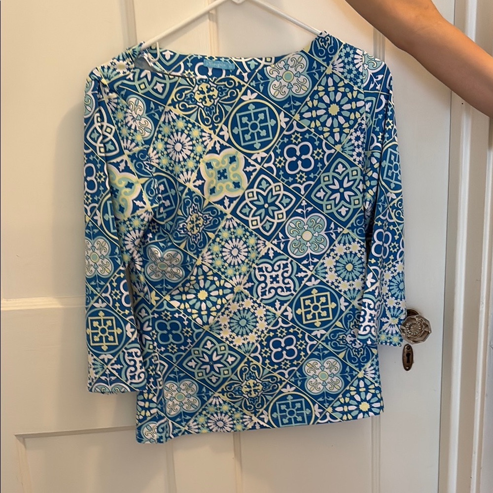 Blue Patterned Women's Top